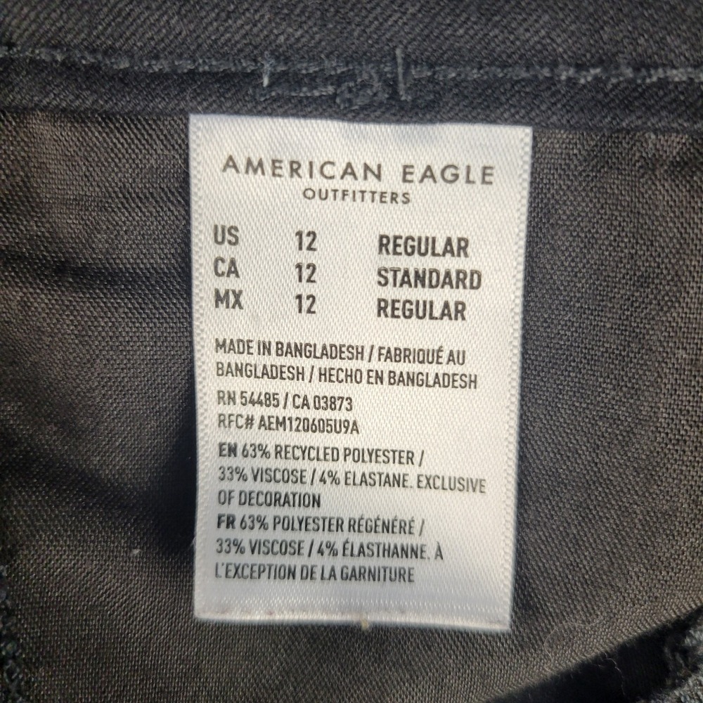American Eagle Pants Womens 12 Black Wide Leg Trouser Relaxed Lagenlook Stretch - Picture 5 of 6